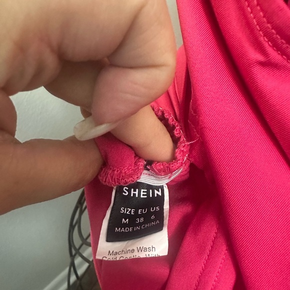 SHEIN Pink Ruched Backless Cocktail Dress - Picture 3 of 6